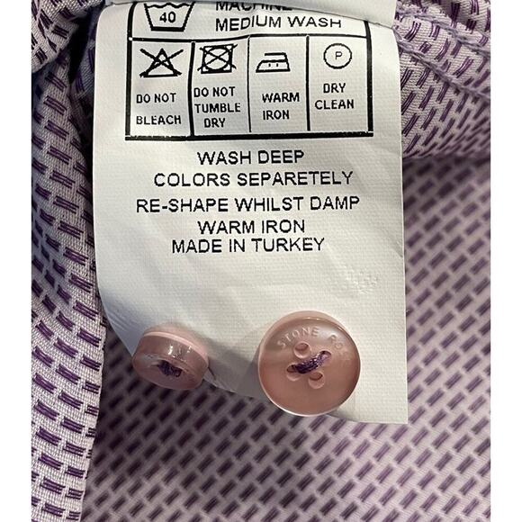 Stone Rose Shirt Men’s 7/XXXL Dress Button Front Flip Cuff Print Lavender Dot - Picture 7 of 7